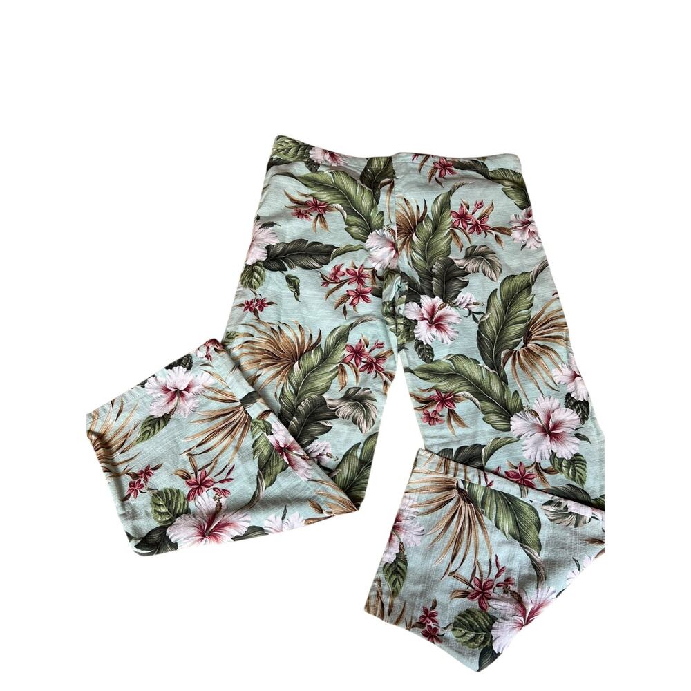 Little Moon Women's Pants Drawstring Waist 100% Cotton Floral Size Medium